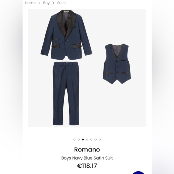 Boys Navy Blue Satin Suit - Size 4 - Picture 4 of 5